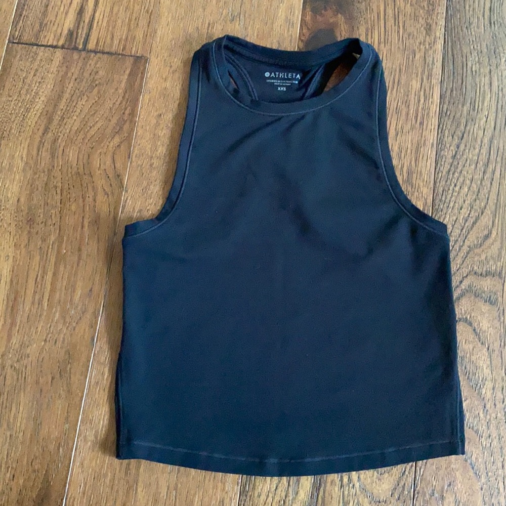 Athleta fitted cropped tank top, black, size XXS